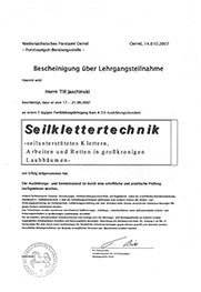 Zertifikat Seilkletterer